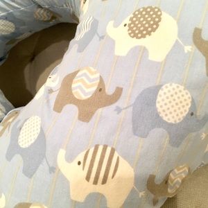 Boppy with blue elephant boppy cover like new